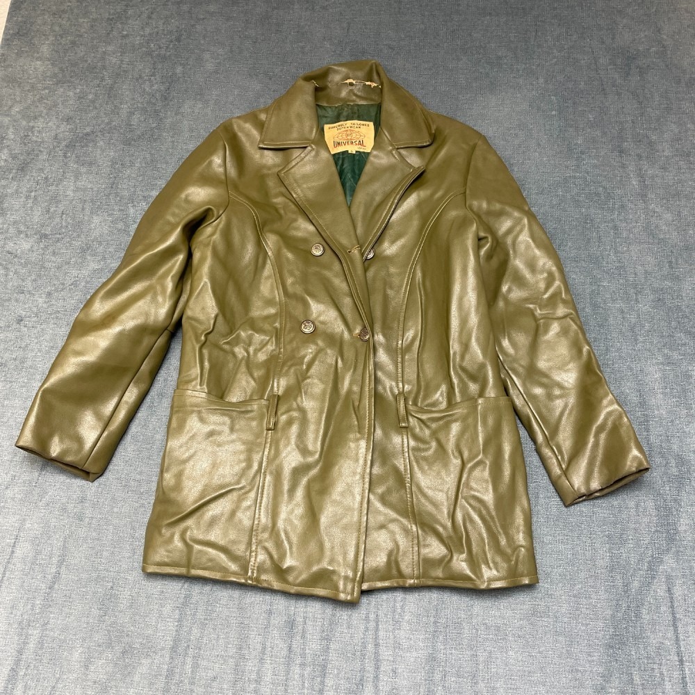 Superbly Tailored Outerwear By Universal Leather Blazer Jacket Womens 8 Green